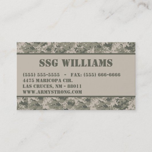 ARMY ACU Camoflauge Digital Camo Visitekaartje (Voorkant)