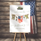 Army American Flag Baby shower Clothesline Welkom Poster