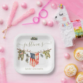 Army American Flag Baby shower waslijn Papieren Bordje (Feest)