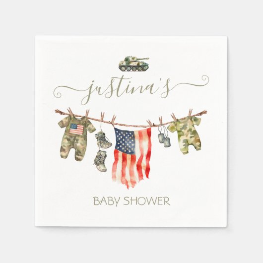 Army American Flag Baby shower waslijn Servet (Voorkant)