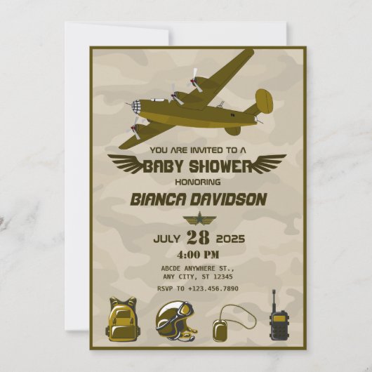 Army babyfeestje kaart (Voorkant)