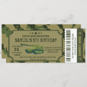 Army Birthday Party uitnodiging ticket (Voorkant / Achterkant)