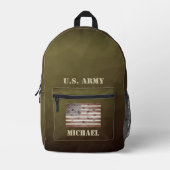 Army brown Geometric Mesh USA vlag Aangepaste naam Bedrukte Rugzak (Voorkant)