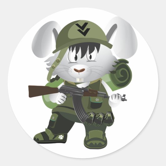 Army Bunny Ronde Sticker (Voorkant)