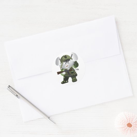 Army Bunny Ronde Sticker (Envelop)