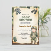 Army Camo Baby Shower Invitation Kaart (Staand voorkant)