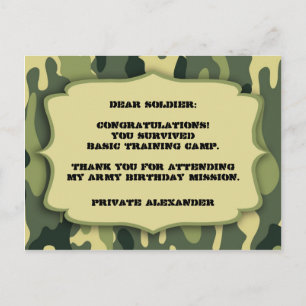 Army Camo Birthday party thank you note Briefkaart