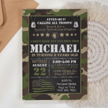Army Camo Birthday Uitnodiging