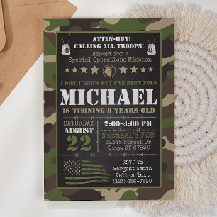 Army Camo Birthday Uitnodiging