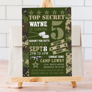 Army Camo Birthday Uitnodiging