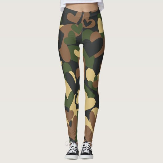 Army Camo Hearts Patterned | LEGGINGS (Voorkant)