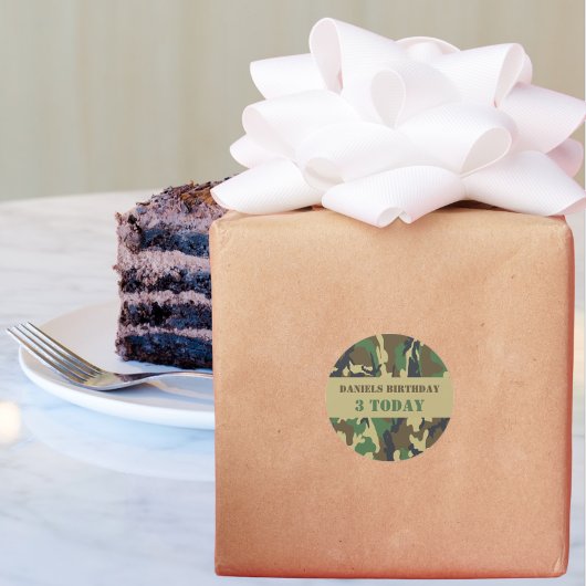 Army Camo Thmed Birthday Ronde Sticker