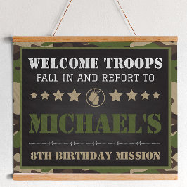 Army Camo Verjaardagsfeestje Welkomstbord Poster