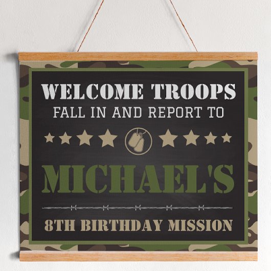 Army Camo Verjaardagsfeestje Welkomstbord Poster