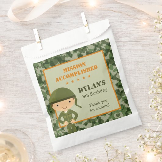 Army Favor Tassen - Soldaat Militaire Camo Verjaar Bedankzakje (Geknipt)