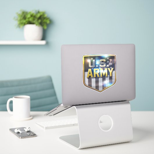 Army Flag Shield Sticker (Laptop op bureau)