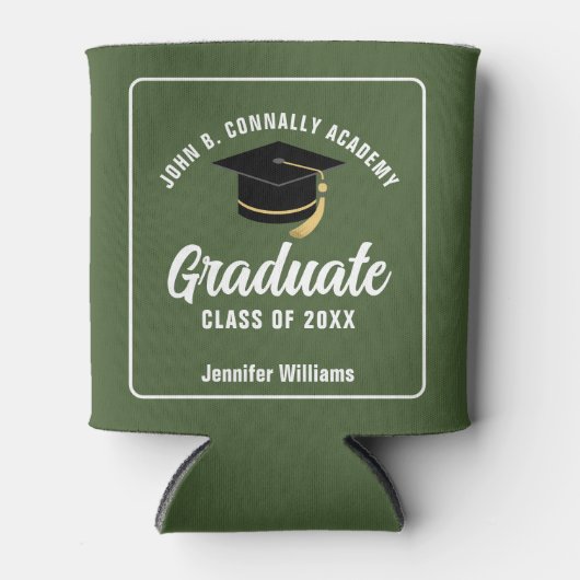 Army Green Afstuderen aangepaste afstudeerfeest Blikjeskoeler (Voorkant)