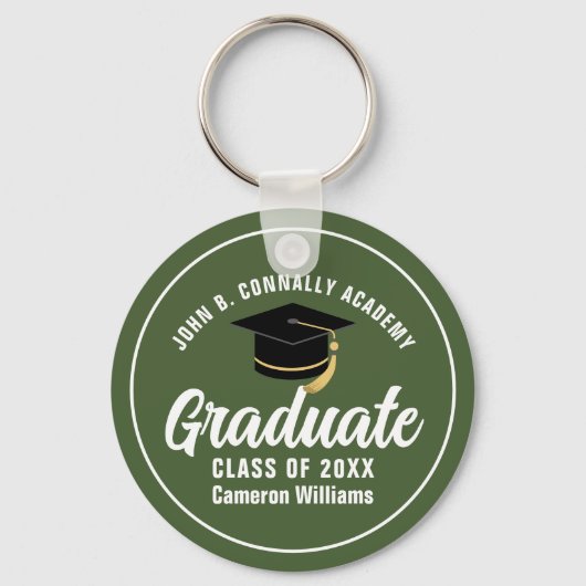 Army Green Afstuderen Custom Afstuderen Gift Sleutelhanger (Achterkant)