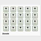 Army Green Afstuderen Personalized Graduation Part Vierkante Sticker (Vel)