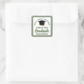 Army Green Afstuderen Personalized Graduation Part Vierkante Sticker (Tas)