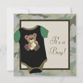 Army Green Camouflage Baby Boy Douche Uitnodiginge Kaart (Voorkant)