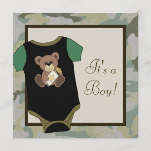 Army Green Camouflage Baby Boy Douche Uitnodiginge Kaart
