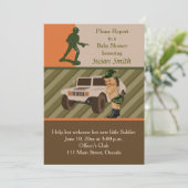 Army Green Camouflage Baby shower Invite Kaart (Staand voorkant)