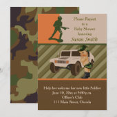 Army Green Camouflage Baby shower Invite Kaart (Voorkant / Achterkant)
