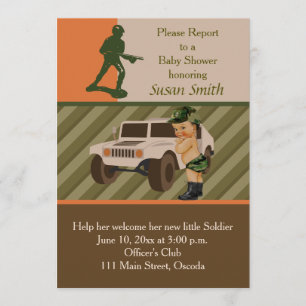 Army Green Camouflage Baby shower Invite Kaart