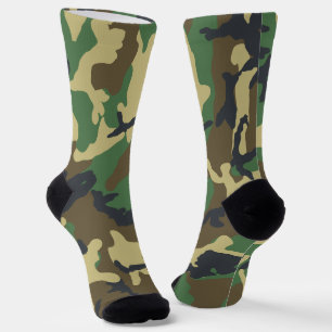Army Green Camouflage Camo Print Hunting Sokken
