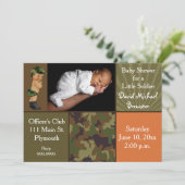 Army Green Camouflage Foto Baby shower Kaart (Staand voorkant)