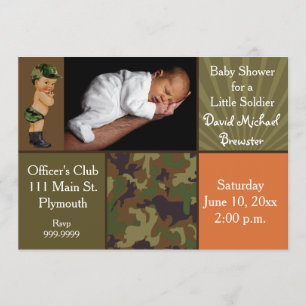 Army Green Camouflage Foto Baby shower Kaart