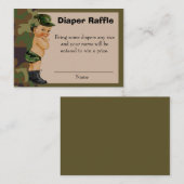 Army Green Camouflage Luier Raffle Insert Informatiekaartje (Voorkant / Achterkant)