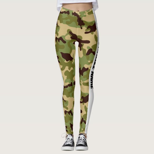 Army Green Camouflage PERSONALISEREN Leggings (Voorkant)
