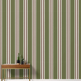 Army Green & Chocolate Brown Double Rugby Stripe  Behang