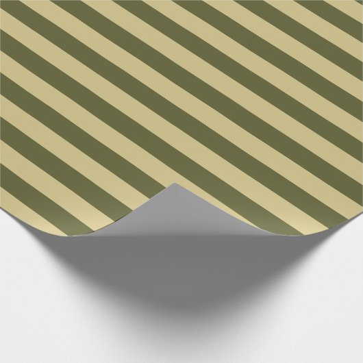 Army Green en Khaki Stripes Cadeaupapier (Hoek)
