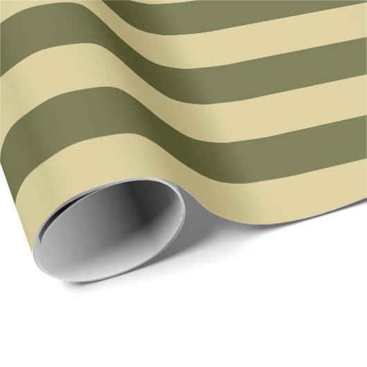 Army Green en Khaki Stripes Cadeaupapier (Rol Hoek)