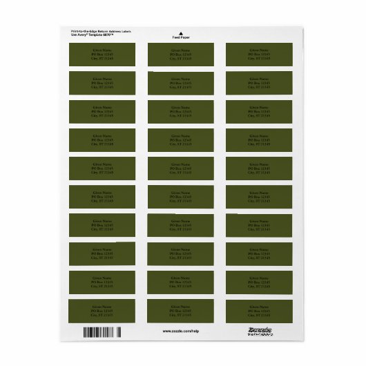 Army Green Etiket (Full Sheet)