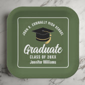 Army Green Graduation Party Custom Square Papieren Bordje