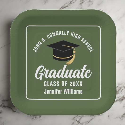 Army Green Graduation Party Custom Square Papieren Bordje