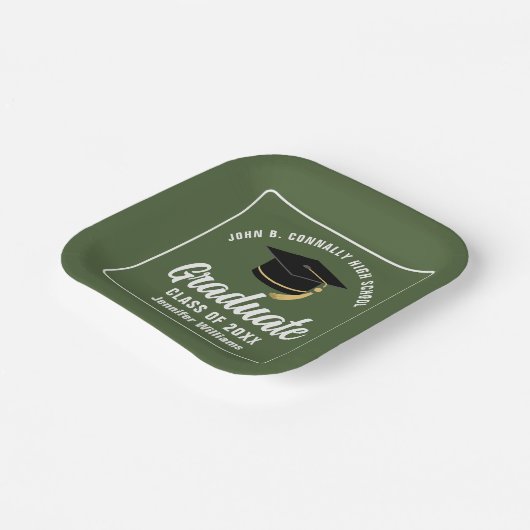 Army Green Graduation Party Custom Square Papieren Bordje (Gebogen)