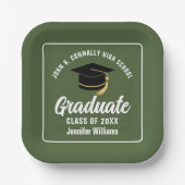 Army Green Graduation Party Custom Square Papieren Bordje (Voorkant)