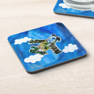 Army Jet - Kunst voor kinderen Bier Onderzetter