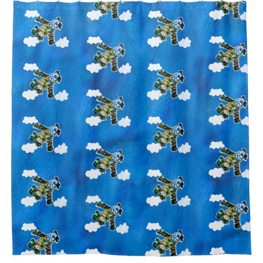 Army Jet - Kunst voor kinderen Douchegordijn (Voorkant)
