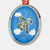 Army Jet - Kunst voor kinderen Metalen Ornament (Links)