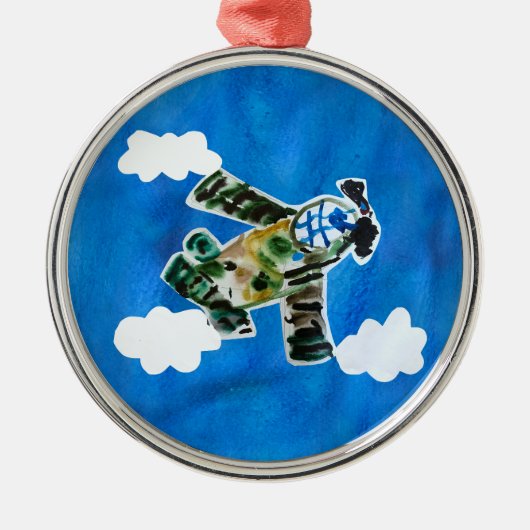 Army Jet - Kunst voor kinderen Metalen Ornament (Voorkant)