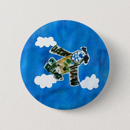 Army Jet - Kunst voor kinderen Ronde Button 5,7 Cm (Voorkant)