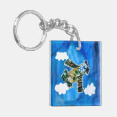 Army Jet - Kunst voor kinderen Sleutelhanger (Voorkant Links)