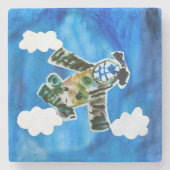 Army Jet - Kunst voor kinderen Stenen Onderzetter (Voorkant)