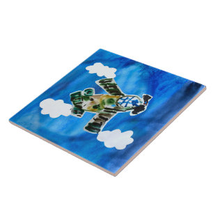 Army Jet - Kunst voor kinderen Tegeltje